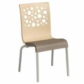 Grosfillex US835413 Tempo Stacking Resin Chair with Beige Back and Taupe Seat - 4/Pack, 4PK 383US021413PK